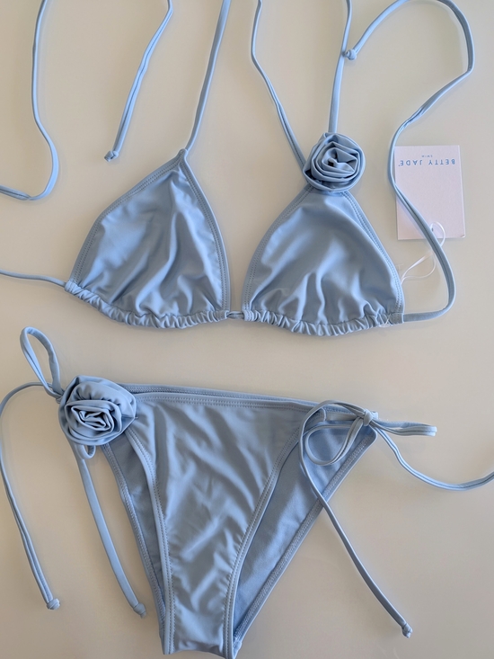 Betty jade swim Other - NWT Light Blue Rosette Halter Triangle 2 Piece Bikini Set XL Women's Swimwear